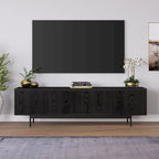 Meuble TV bas pour téléviseurs jusqu'à 75" – Noir veiné / Blanc / Aulne Blanc, 176,5 cm L