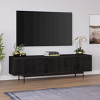 Meuble TV bas pour téléviseurs jusqu'à 75" – Noir veiné / Blanc / Aulne Blanc, 176,5 cm L