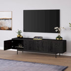 Meuble TV bas pour téléviseurs jusqu'à 75" – Noir veiné / Blanc / Aulne Blanc, 176,5 cm L