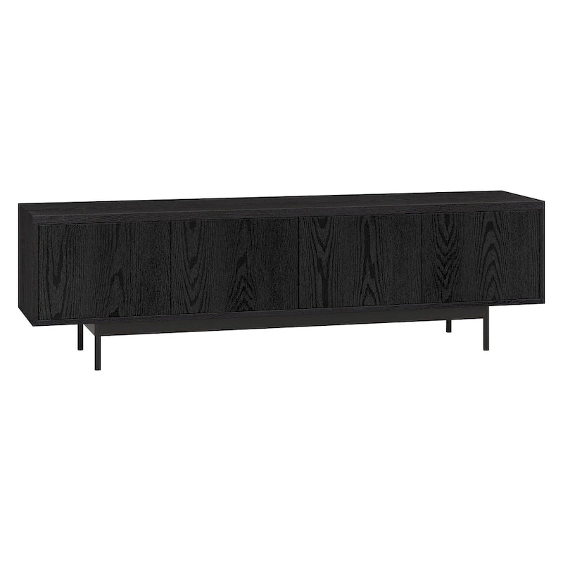 Meuble TV bas pour téléviseurs jusqu'à 75" – Noir veiné / Blanc / Aulne Blanc, 176,5 cm L