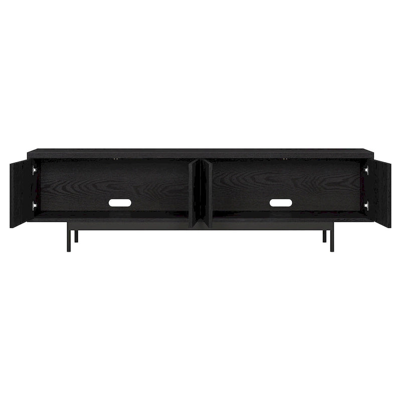 Meuble TV bas pour téléviseurs jusqu'à 75" – Noir veiné / Blanc / Aulne Blanc, 176,5 cm L