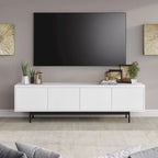Meuble TV bas pour téléviseurs jusqu'à 75" – Noir veiné / Blanc / Aulne Blanc, 176,5 cm L