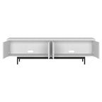 Meuble TV bas pour téléviseurs jusqu'à 75" – Noir veiné / Blanc / Aulne Blanc, 176,5 cm L
