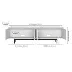 Meuble TV bas pour téléviseurs jusqu'à 75" – Noir veiné / Blanc / Aulne Blanc, 176,5 cm L