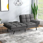 Canapé convertible futon gris/noir, 2 places