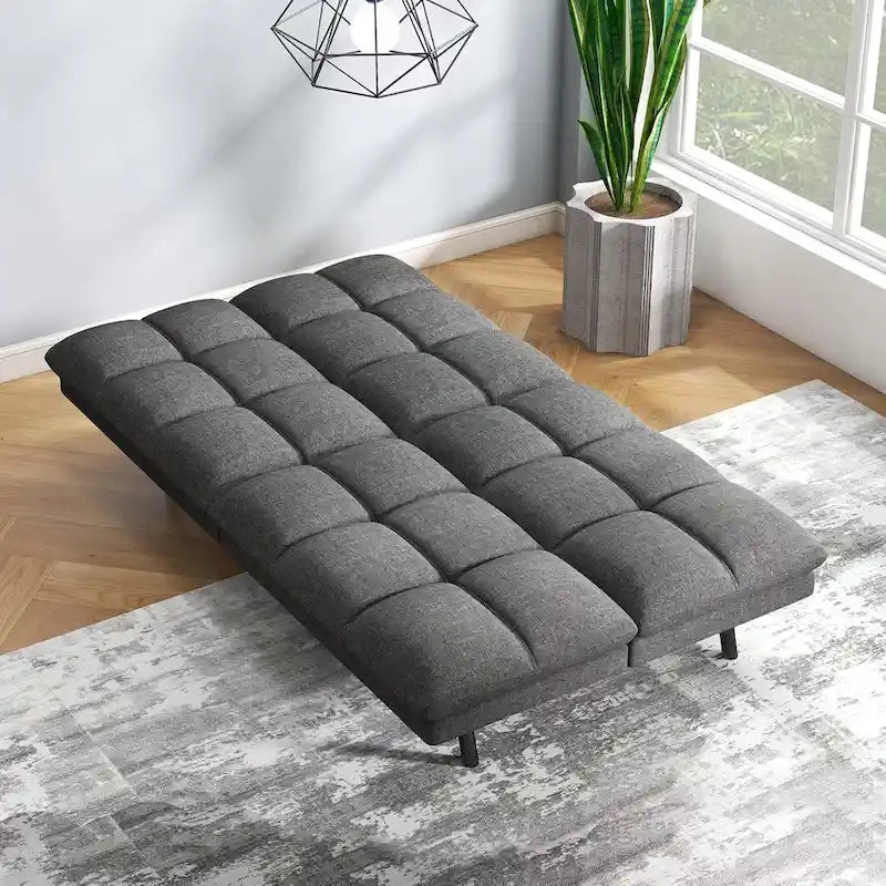 Canapé convertible futon gris/noir, 2 places