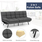 Canapé convertible futon gris/noir, 2 places