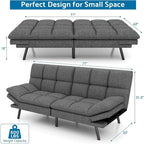 Canapé convertible futon gris/noir, 2 places