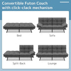 Canapé convertible futon gris/noir, 2 places