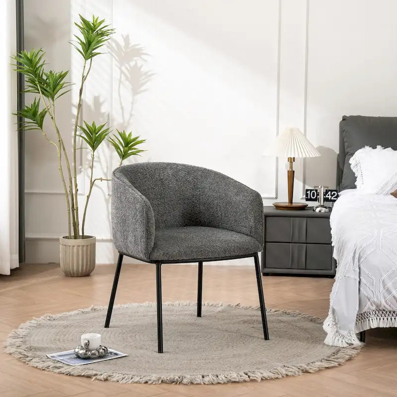 Fauteuil à accoudoirs Boucle Barrel – Gris / Blanc / Gris clair / Jaune / Vert / Orange, une place