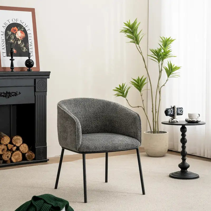 Fauteuil à accoudoirs Boucle Barrel – Gris / Blanc / Gris clair / Jaune / Vert / Orange, une place