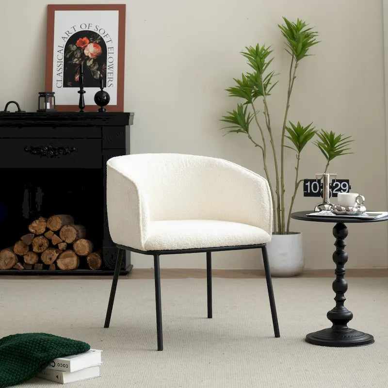 Fauteuil à accoudoirs Boucle Barrel – Gris / Blanc / Gris clair / Jaune / Vert / Orange, une place