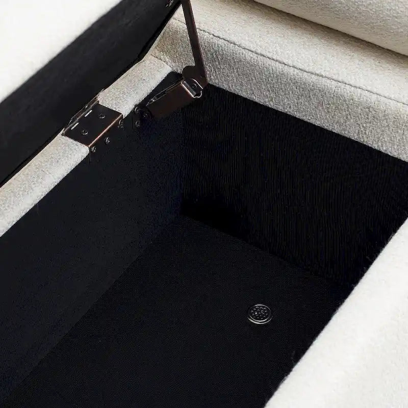 Banc de rangement en velours avec pieds en métal doré, Beige / Vert / Blanc, Siège individuel