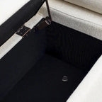 Banc de rangement en velours avec pieds en métal doré, Beige / Vert / Blanc, Siège individuel