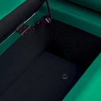 Banc de rangement en velours avec pieds en métal doré, Beige / Vert / Blanc, Siège individuel