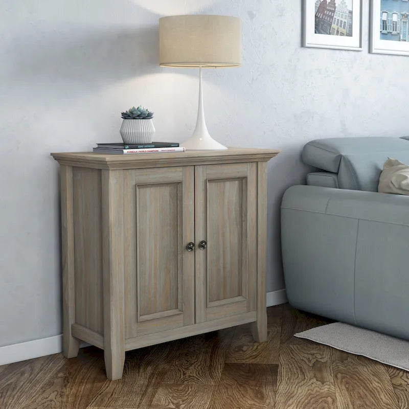 Armoire basse de rangement transitoire avec 2 portes – Brun foncé / Gris vieilli / Brun hickory