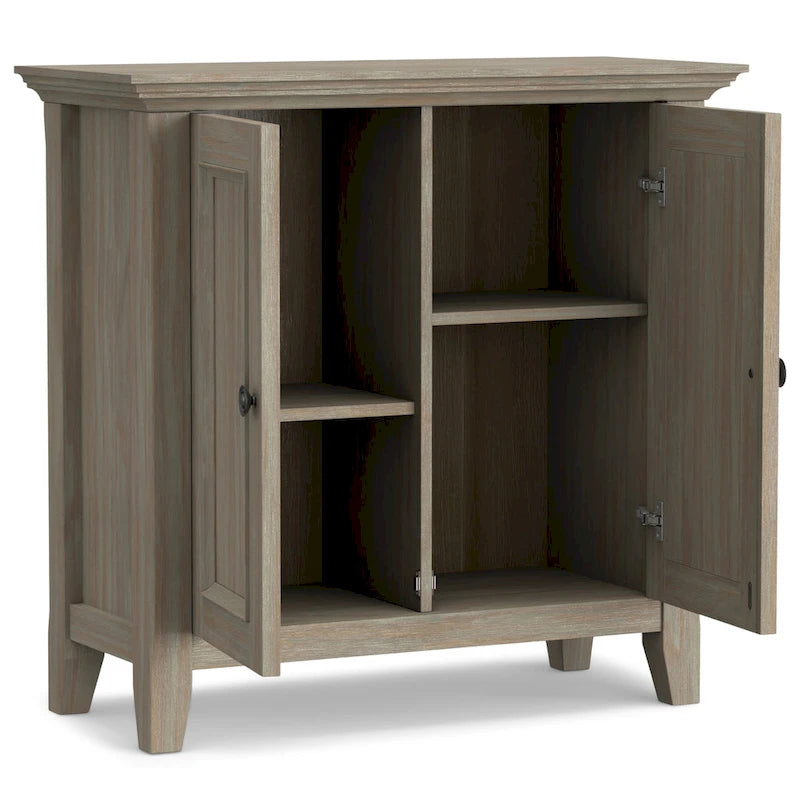Armoire basse de rangement transitoire avec 2 portes – Brun foncé / Gris vieilli / Brun hickory