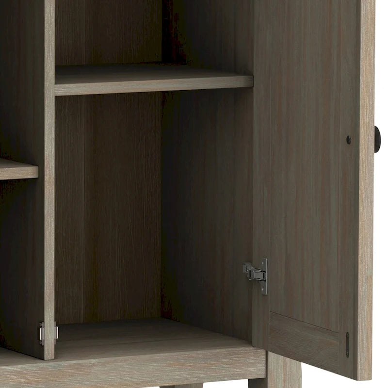 Armoire basse de rangement transitoire avec 2 portes – Brun foncé / Gris vieilli / Brun hickory