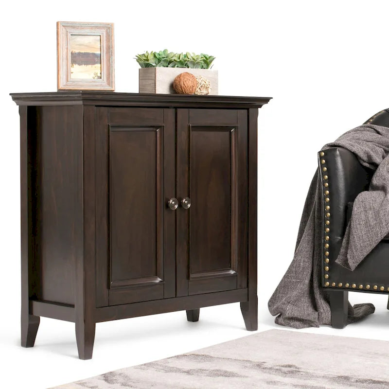 Armoire basse de rangement transitoire avec 2 portes – Brun foncé / Gris vieilli / Brun hickory