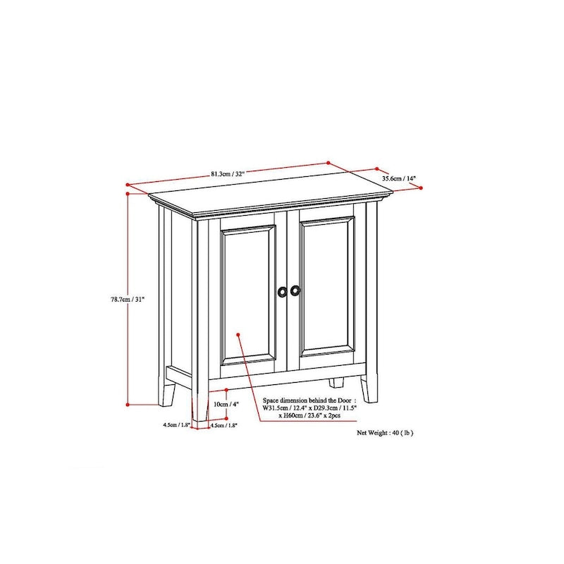Armoire basse de rangement transitoire avec 2 portes – Brun foncé / Gris vieilli / Brun hickory