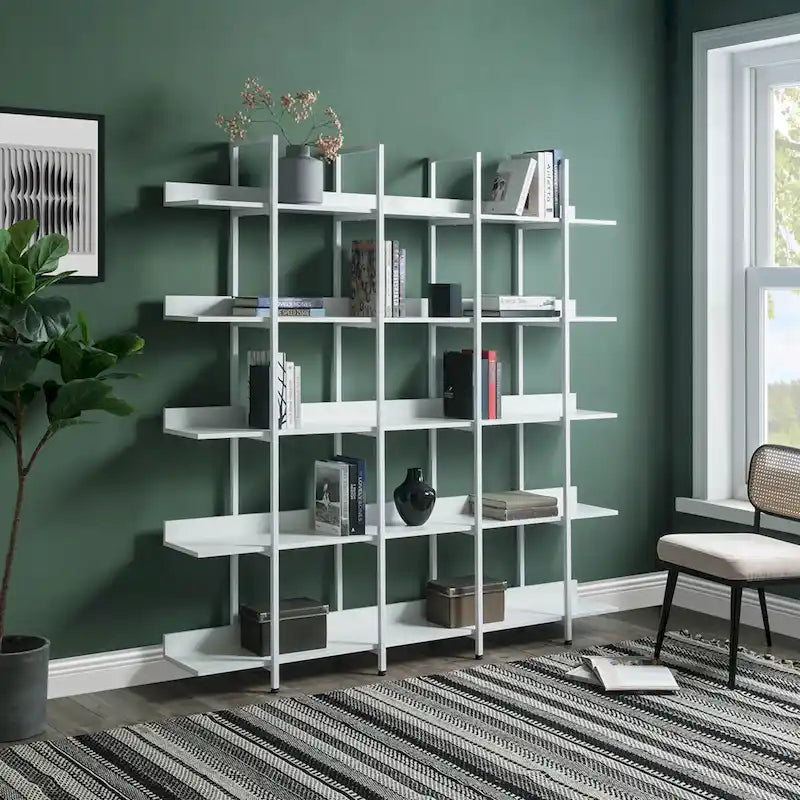 Étagère ouverte à 5 niveaux, style industriel, plusieurs coloris, MDF et acier