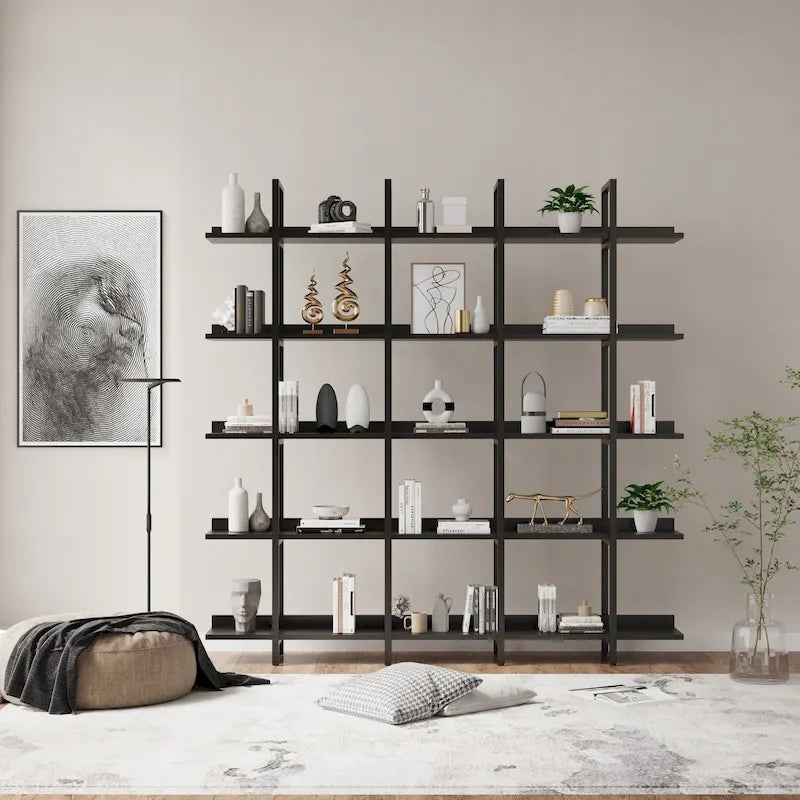 Étagère ouverte à 5 niveaux, style industriel, plusieurs coloris, MDF et acier