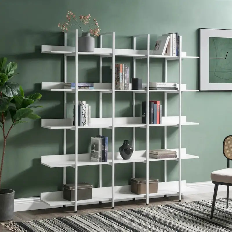 Étagère ouverte à 5 niveaux, style industriel, plusieurs coloris, MDF et acier