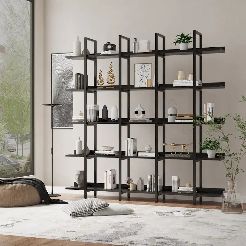 Étagère ouverte à 5 niveaux, style industriel, plusieurs coloris, MDF et acier