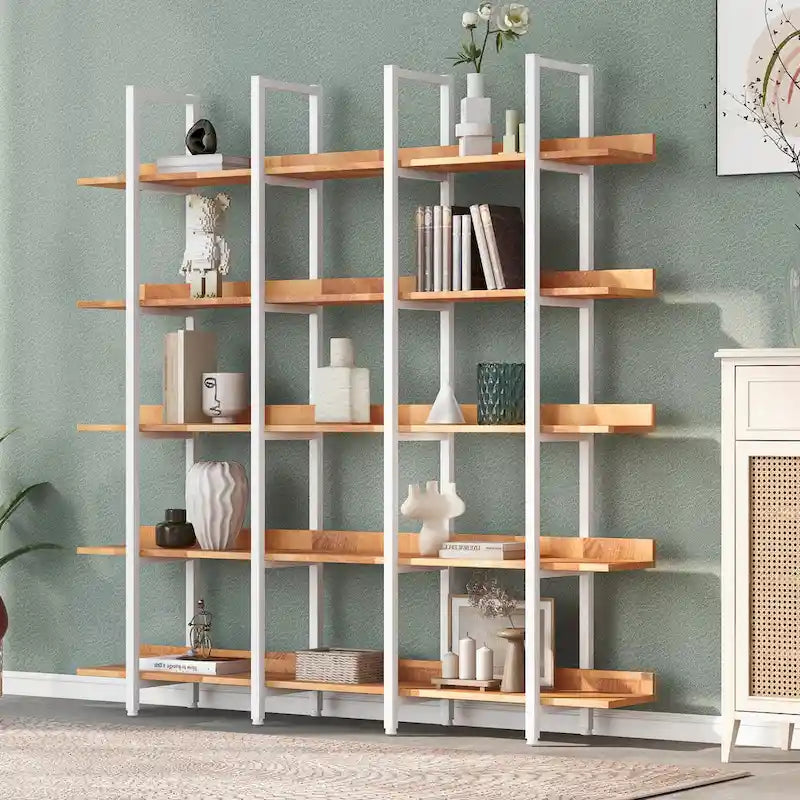 Étagère ouverte à 5 niveaux, style industriel, plusieurs coloris, MDF et acier