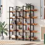 Étagère ouverte à 5 niveaux, style industriel, plusieurs coloris, MDF et acier
