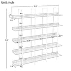 Étagère ouverte à 5 niveaux, style industriel, plusieurs coloris, MDF et acier