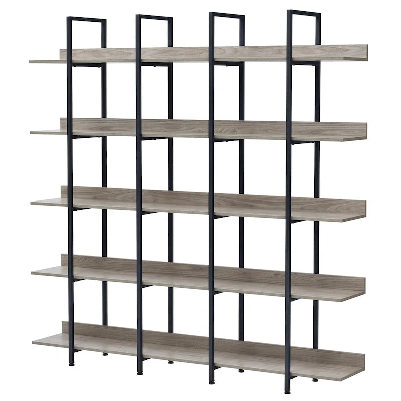 Étagère ouverte à 5 niveaux, style industriel, plusieurs coloris, MDF et acier