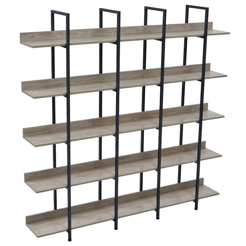 Étagère ouverte à 5 niveaux, style industriel, plusieurs coloris, MDF et acier