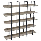 Étagère ouverte à 5 niveaux, style industriel, plusieurs coloris, MDF et acier