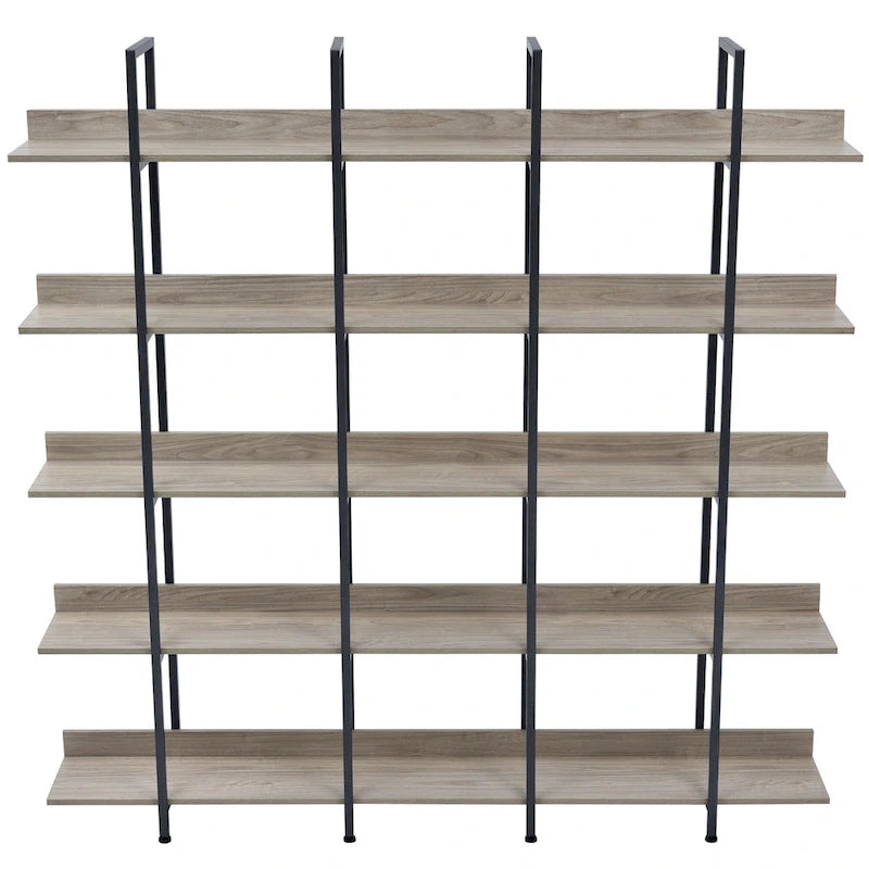 Étagère ouverte à 5 niveaux, style industriel, plusieurs coloris, MDF et acier