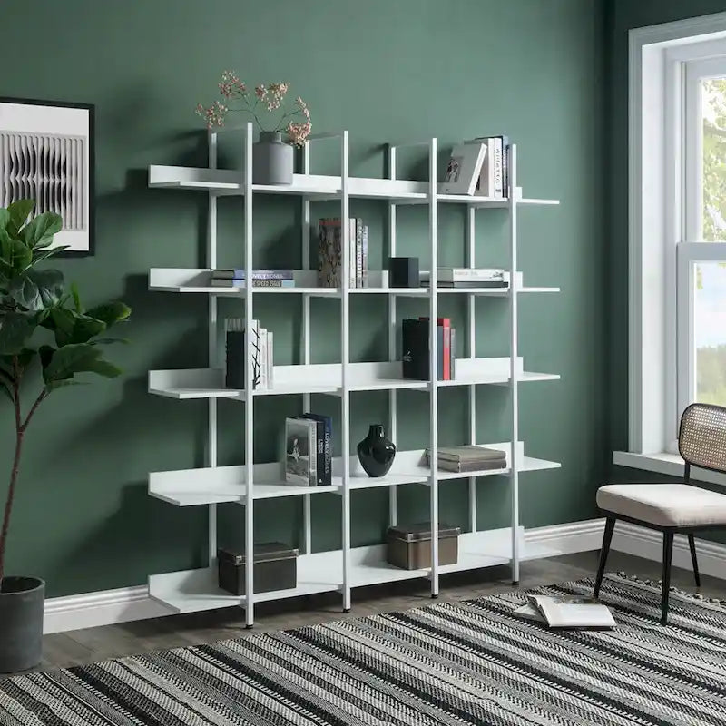 Étagère ouverte à 5 niveaux, style industriel, plusieurs coloris, MDF et acier