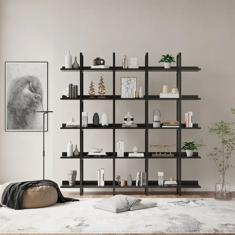 Étagère ouverte à 5 niveaux, style industriel, plusieurs coloris, MDF et acier