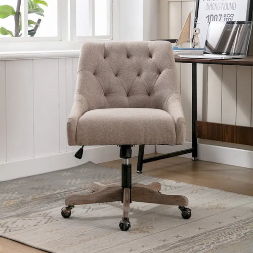 Chaise de bureau réglable, tissu lin, assise individuelle – Gris / Bleu / Gris anthracite / Marron / Beige