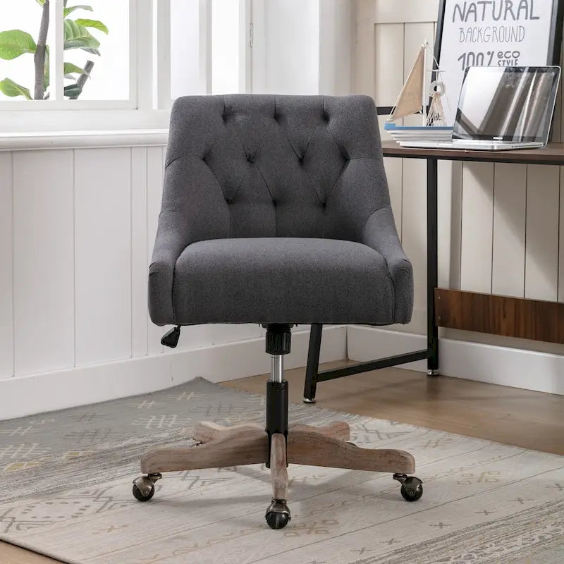 Chaise de bureau réglable, tissu lin, assise individuelle – Gris / Bleu / Gris anthracite / Marron / Beige