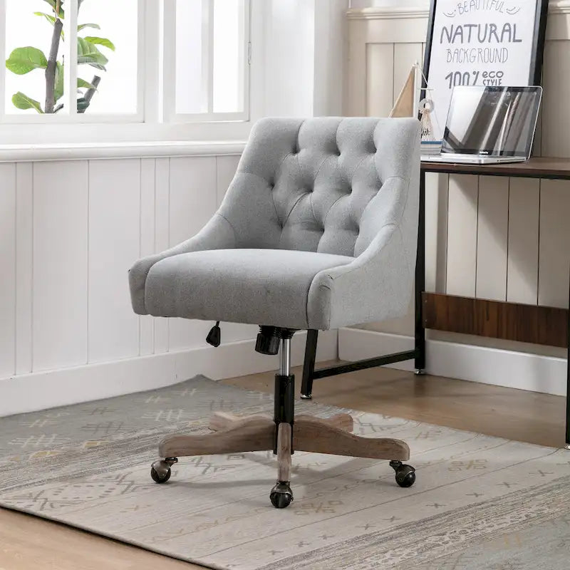 Chaise de bureau réglable, tissu lin, assise individuelle – Gris / Bleu / Gris anthracite / Marron / Beige