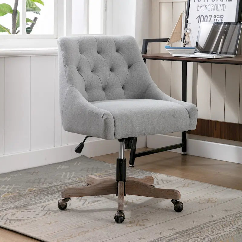 Chaise de bureau réglable, tissu lin, assise individuelle – Gris / Bleu / Gris anthracite / Marron / Beige