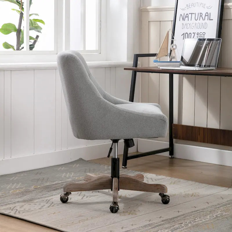 Chaise de bureau réglable, tissu lin, assise individuelle – Gris / Bleu / Gris anthracite / Marron / Beige