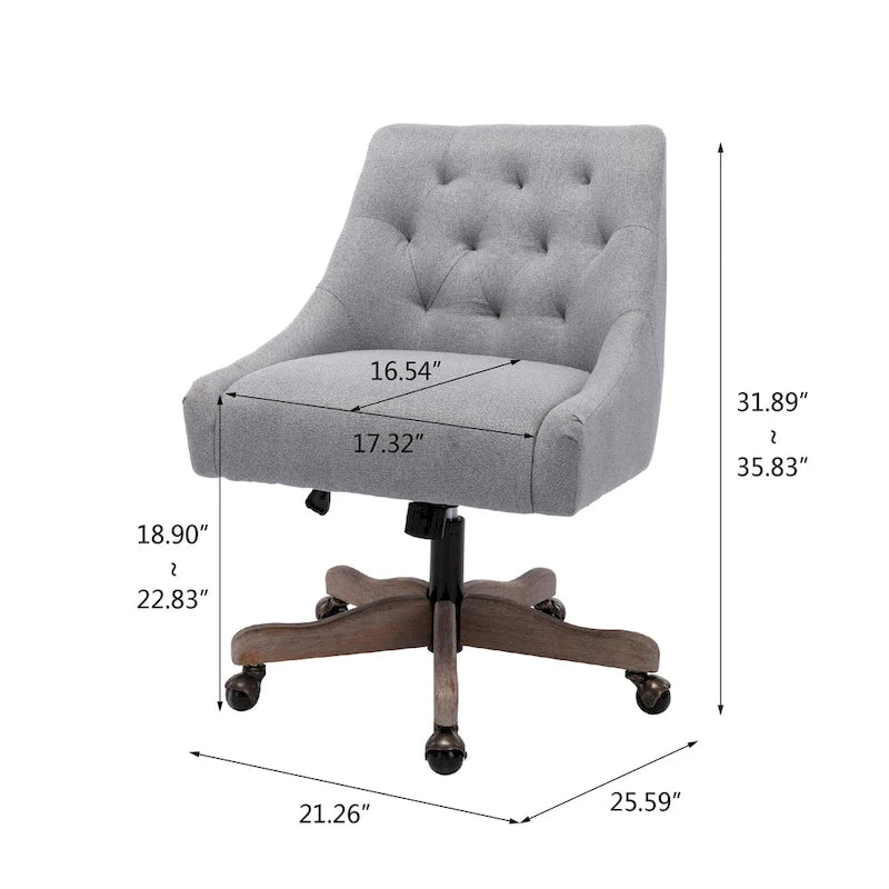 Chaise de bureau réglable, tissu lin, assise individuelle – Gris / Bleu / Gris anthracite / Marron / Beige