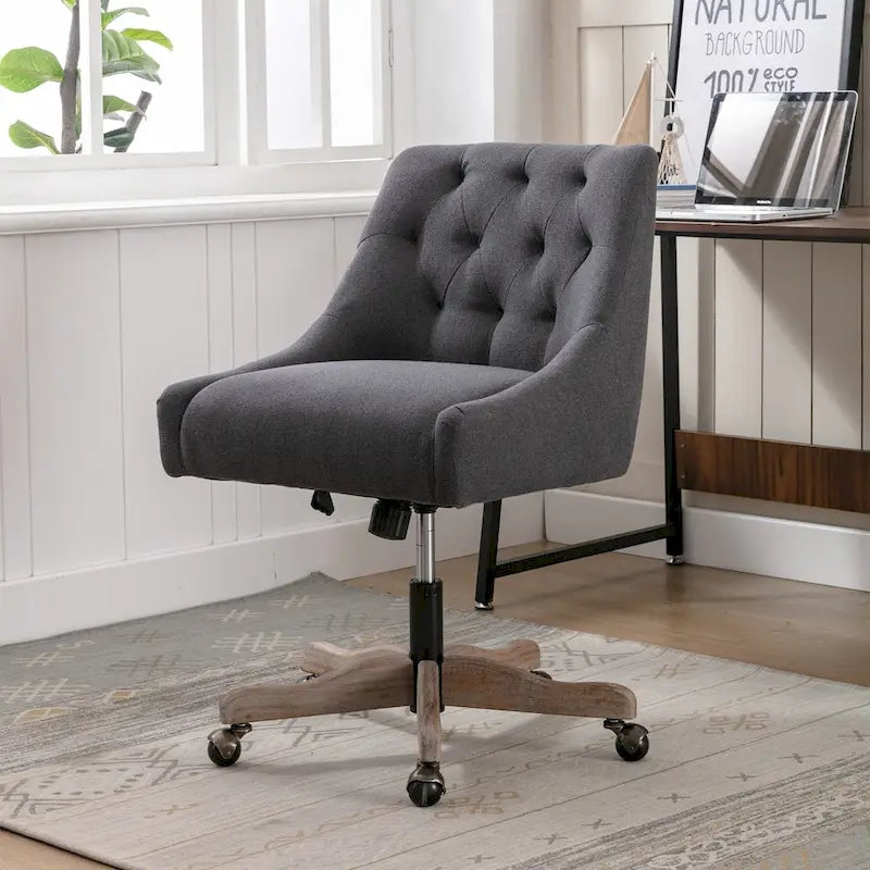 Chaise de bureau réglable, tissu lin, assise individuelle – Gris / Bleu / Gris anthracite / Marron / Beige