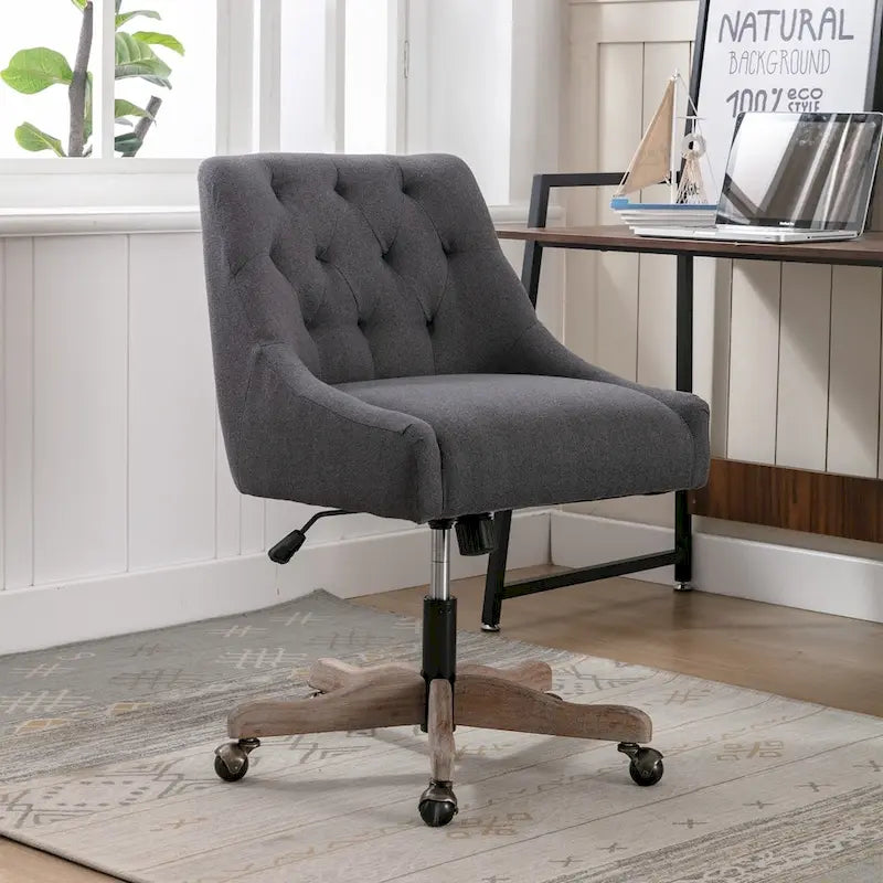 Chaise de bureau réglable, tissu lin, assise individuelle – Gris / Bleu / Gris anthracite / Marron / Beige