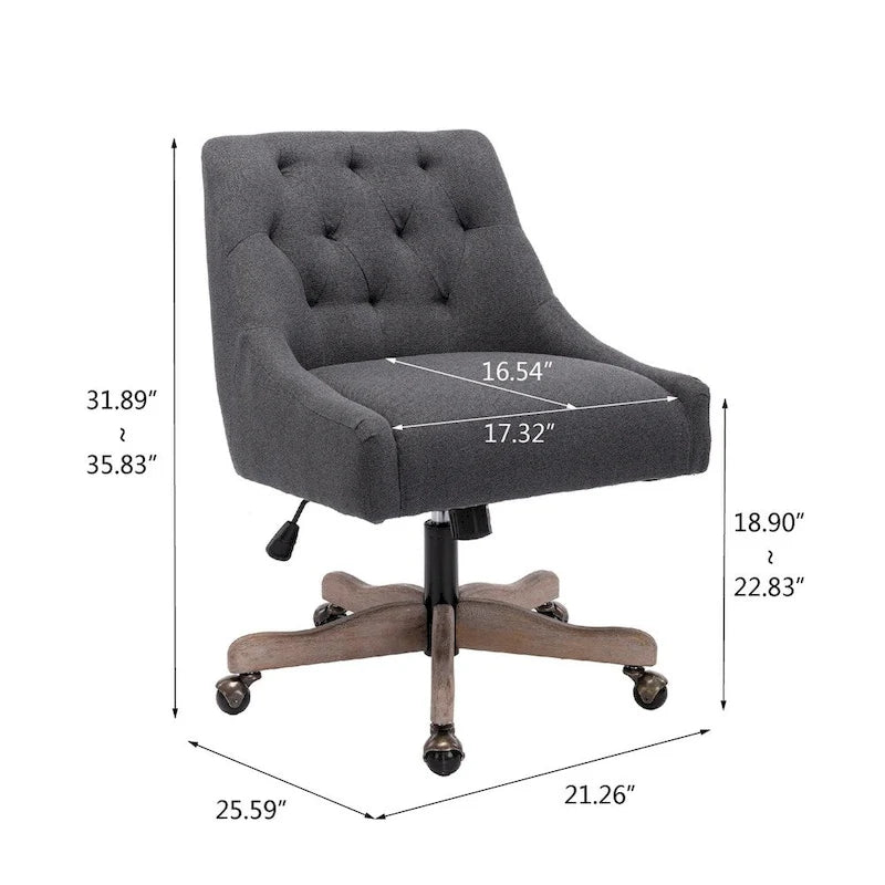 Chaise de bureau réglable, tissu lin, assise individuelle – Gris / Bleu / Gris anthracite / Marron / Beige