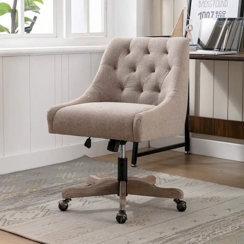 Chaise de bureau réglable, tissu lin, assise individuelle – Gris / Bleu / Gris anthracite / Marron / Beige