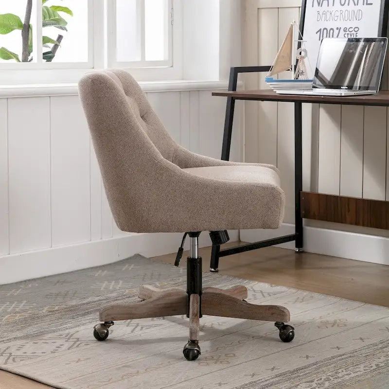 Chaise de bureau réglable, tissu lin, assise individuelle – Gris / Bleu / Gris anthracite / Marron / Beige