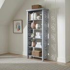 Bibliothèque d'appoint à 5 étagères en bois de manguier blanc/noir/gris, simple