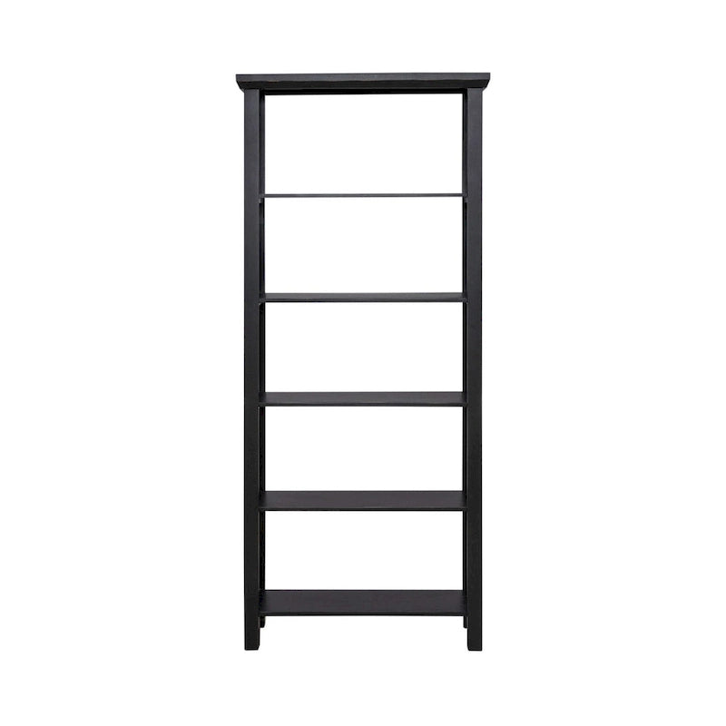 Bibliothèque d'appoint à 5 étagères en bois de manguier blanc/noir/gris, simple